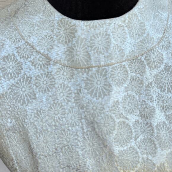 Vintage Silver Metallic starburst embossed back zip dress Monroe inspired - Picture 6 of 16